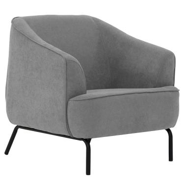 Imagem de Poltrona Decorativa Base Aço Preto Germany Bouclé Cinza Claro - Nexta Casa