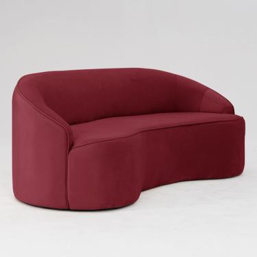Imagem de Sofá Curvo Montserrat 150cm 02 Lugares Veludo Vermelho Marsala - Nexta Casa