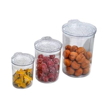 Imagem de Conjunto 03 Potes Hermético Com Tampa 400ml/800ml/1000ml