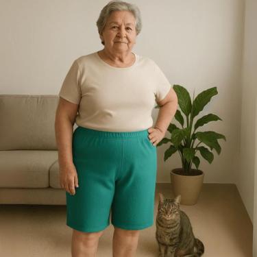 Imagem de Bermuda Plus Size Gorgurão Feminina Senhora Básica Lisa - Felicity, Ve