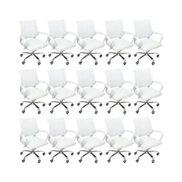 Imagem de Kit 15 Cadeiras De Escritório Oficial Begonia Tela Mesh Ergonômica Bra