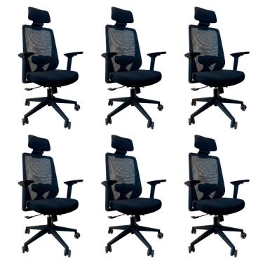 Imagem de Kit 6 Cadeiras De Escritório Oficial Comfort Max Nr17