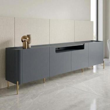 Imagem de Rack para TV 260cm com 4 Portas Lisas 100% MDF Pés em Metal - Casa Lar