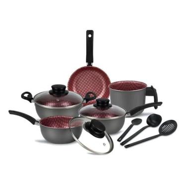 Imagem de Jogo Panelas Prime Alumínio Antiaderente 8 Peças Tampa Vidro - Congrat