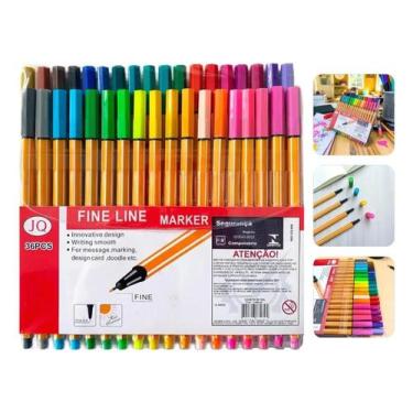 Imagem de Kit Com 36 Canetas Fine Line Ponta Fina Canetinhas Coloridas - Congrat