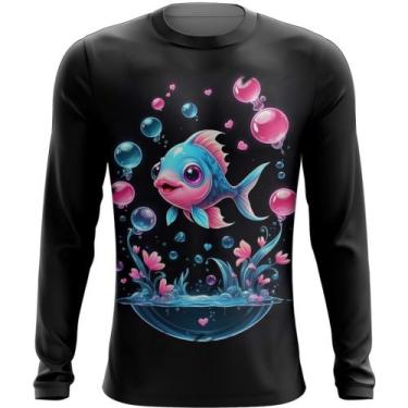 Imagem de Camiseta Manga Longa Peixinho Feliz no Aquário Peixe 2 - Kasubeck Stor