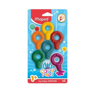 Imagem de Giz de Cera Maped Color`Peps Baby para Mãos Pequenas com Pigmentação Intensa Kit 6 Unid...