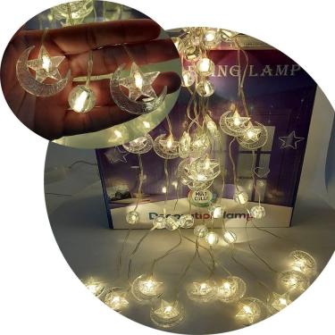 Imagem de Pisca Cortina de Natal Estrelas 80 Lâmpadas LED 3x1m 8 Funções Bivolt 110-220V Amarelo