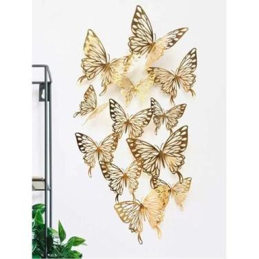 Imagem de Adesivo Parede 3D Borboletas Dourado Kit 12 - SPTS