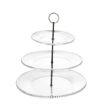 Imagem de Prato para Bolo e Doces  3 Andares Vidro 30,25 e 21cm diâmetro - CIM