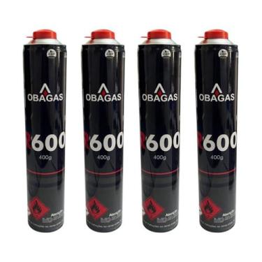 Imagem de 04 unidades refil gás refrigerante lata r600 400g obagás
