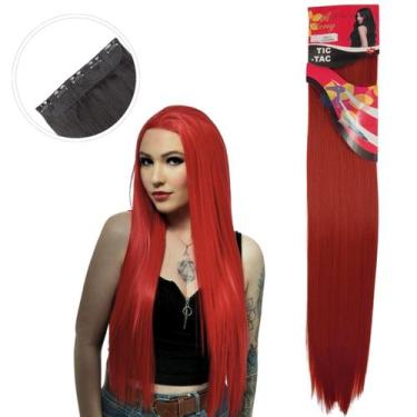 Imagem de Aplique Cabelo Tic-Tac Fibra Orgânica Weng 70 cm, LISO - vermelho #130