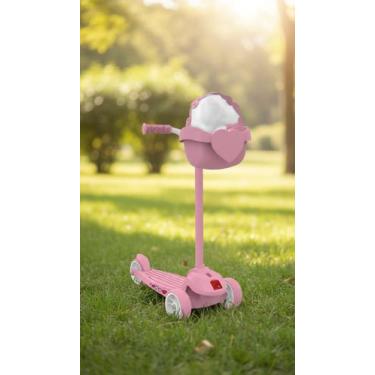 Imagem de Patinete Infantil Rosa 3 Rodas com Cesta Removível - Congratulations S