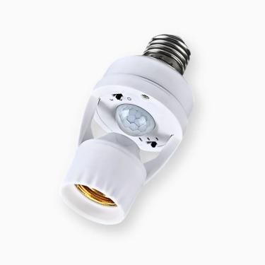 Imagem de Sensor de Presença para Lâmpada com Fotocélula Movimento Infravermelho Conversor Soquete E14 para E27 Branco Bivolt