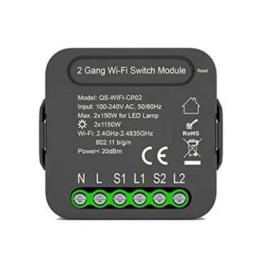 Imagem de Cigooxm QS-WIFI-CP02 Tu-ya WiFi Módulo de interruptor inteligente Módulo de conversão de aparelho elétrico doméstico inteligente Módulo de interruptor de iluminação de 2 gangues Módulo de interruptor