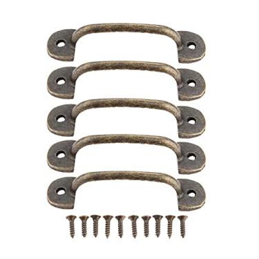 Imagem de 5 pcs liga lida com parafusos de bronze antigo/prata puxa 50mm hole gaveta porta armário vintage decor cozinha cozinha casa de banho YYDFPIIA (Color : Antique bronze)