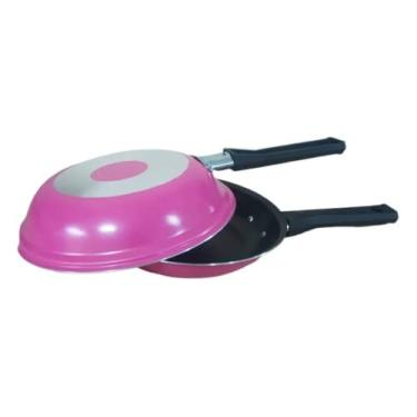 Imagem de Omeleteira Antiaderente Dupla 18cm Rosa Teflon