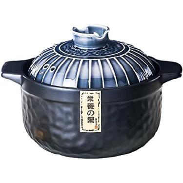 Imagem de QWERTYUI Caçarola Panela de barro premium resistente ao calor panela de cerâmica panela de cerâmica panela de cozinha japonesa panela de guisado doméstico para fogão a gás queima especial não racha, 3,5 l