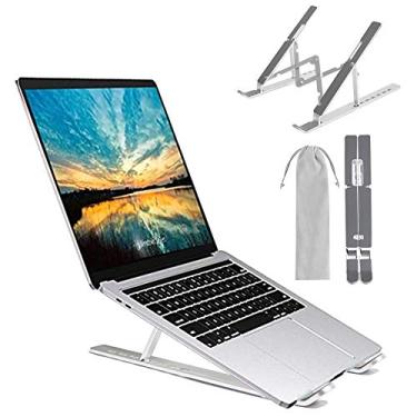 Imagem de M JJYPET Suporte para laptop, suporte de alumínio para computador, elevador ergonômico para laptop, suporte ajustável para notebook para laptop compatível com até 17 polegadas, dobrável, portátil
