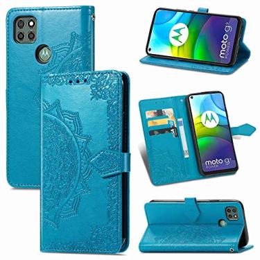 Imagem de YUNCHAO Caixa de telefone Para Motorola G9 Power Mandala Flower estojo de couro com relevo horizontal com suporte e três slots para cartão, carteira e cordão capa para celular