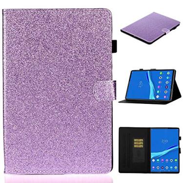 Imagem de YUNCHAO Caixa de telefone Para Lenovo Tab M10 Plus TB-X606F Glitter Glitter Powder Power Power Flip Leather Case com suporte e caça-níqueis e função de sono/despertar capa para celular