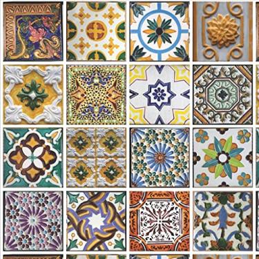 Imagem de Papel de Parede Adesivo Lavável Para Cozinha Banheiro Azulejo Diversos Modelos Rolo 1m Azulejo:AJ002