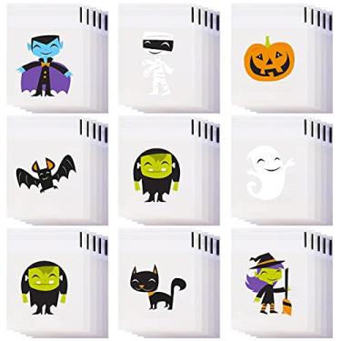 Imagem de 320 peças de sacos de doces de Halloween transparentes autoadesivos sacos de plástico celofane para lembrancinhas de festa de Halloween