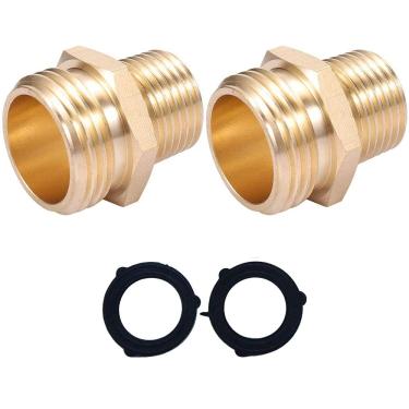 Imagem de HZFJ 2 pacotes 3/4" GHT macho x 1/2" NPT conector macho, ajuste de mangueira de jardim de latão, adaptador, mangueira de metal industrial de jardim para encaixe de tubulação, ajuste de extensão de mangueira de jardim