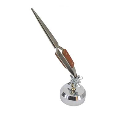 Imagem de Pinças de terceira mão, pinças de soldagem/solda com trava cruzada com base rotação de 360°, kit de reparo de fabricação de joias (reto)