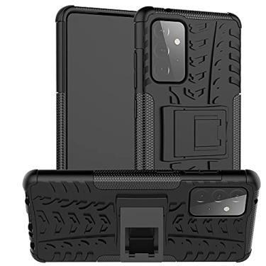 Imagem de Capa protetora de telefone compatível com Samsung Galaxy A72, TPU + PC Bumper híbrido capa robusta de grau militar, capa de telefone à prova de choque com suporte (cor: preto)