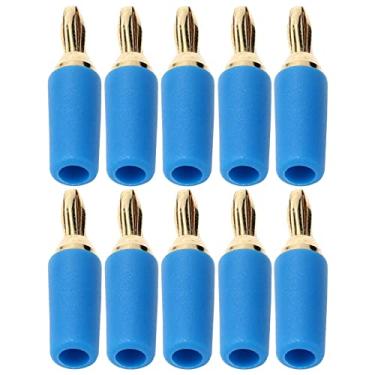 Imagem de 10 Unidades de Plugue Banana Ouro de 2,5 Mm, Conector de Plugue Banana Conjunto de Plugue Banana Banhado a Latão Tipo de Solda Conector Macho Kit de Acessórios (Azul)