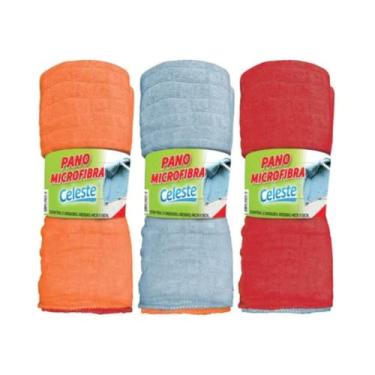 Imagem de Pano de Chão Pacote 3 Cores Mistas em Microfibras 48x58cm