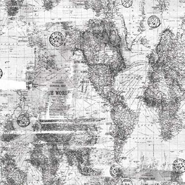 Imagem de Papel De Parede infantil Brincar 3648 Vinílico Mapa Mundi Cinza