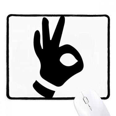 Imagem de OK Gesture Outline Pattern Mousepad Borda costurada Tapete de borracha para jogos