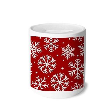 Imagem de DIYthinker Caixa de moedas de cerâmica com flocos de neve de Natal para festivais, porta-moedas