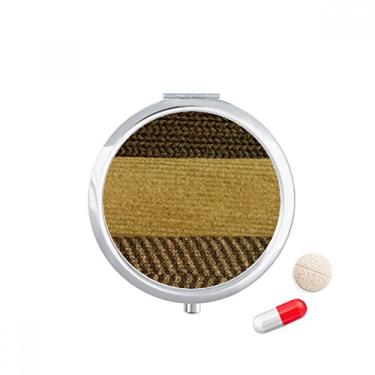 Imagem de Caixa de comprimidos abstrata marrom com barra tripla de tecido linho, caixa de armazenamento de remédios