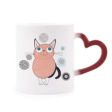Imagem de Caneca Smile Animal Rosa Gato Sensível ao Calor Caneca Vermelho Mudança de Cor