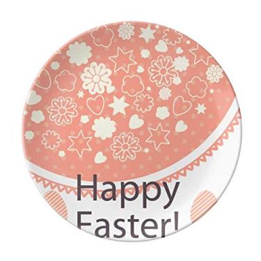 Imagem de Prato de jantar de porcelana decorativa com flor de ovo colorido Happy Easter Festival