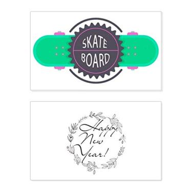 Imagem de Skate esportivo com desenho Mottos Aquarela Ano Novo Festival Cartão de felicitações Bless Mensagem presente