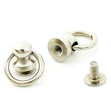 Imagem de Bluemoona 50 conjuntos – Botão de cabeça de latão banhado redondo anel redondo 3/8" 10 mm parafuso com parafuso, Nickle, O-ring 3/8" 10mm, 1