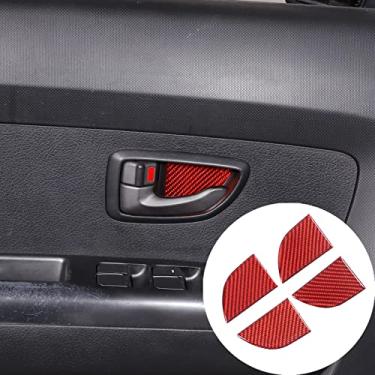 Imagem de PIUGILH Acabamento da tampa da tigela da maçaneta da porta interna do carro, adesivo de tigela de porta interna de fibra de carbono macio para Kia Soul 2009 2010 2011 2012 2013 acessórios, 4 peças (vermelho)