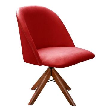 Imagem de Poltrona Gaia Cadeira Giratória Pé Madeira Decoração Moderna Recepção Escritório