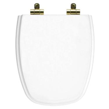 Imagem de Assento Sanitário Poliéster Soft Close Monte Carlo Branco para vaso Deca com Ferragem Dourada
