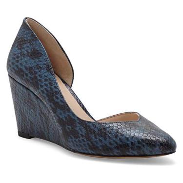 Imagem de 1.State Melman Royale Wedge Low Heel D'orsay Pointed Toe Low Cut Dress Pumps (9.5, Blue)