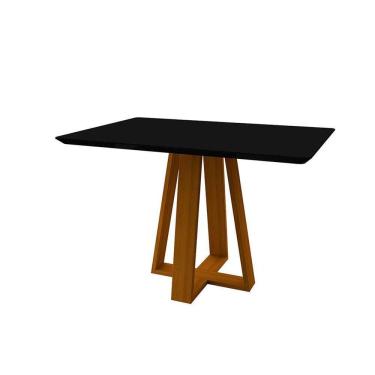 Imagem de mesa de jantar retangular com tampo de vidro lectus preta e ype 120 cm