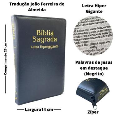 Imagem de Bíblia Sagrada Letra Hiper Gigante Arc Almeida Revista E Corrigida Com