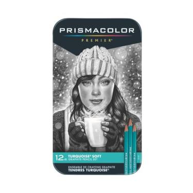 Imagem de Prismacolor Lápis de desenho de grafite turquesa Premier, grafite macio, 12 unidades