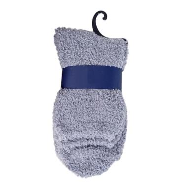 Imagem de Meias femininas de inverno lisas de pelúcia coral quente para casa meias de dormir meias quentes meias de inverno, Cinza, Tamanho �nico
