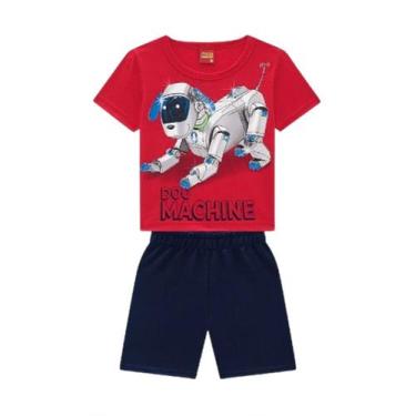 Imagem de Kyly Conjunto Camiseta E Bermuda Dog Machine Vermelho