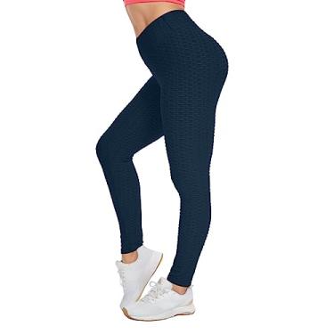 Imagem de Leggings de treino para mulheres cintura alta levanta bumbum calças de ioga slim plus size sólido casual esportes corrida calças, A#_azul-marinho, XXG